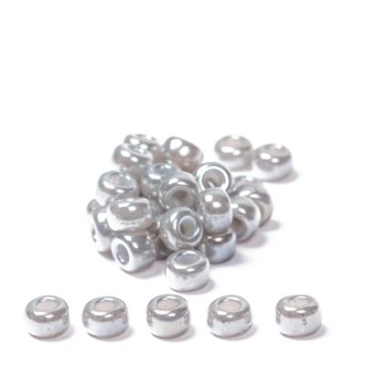 8/0 Perles de rocaille Miyuki, Rondes (environ 3 mm), Couleur : Grey Ceylon, 22 gr.