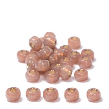 8/0 Miyuki Rocailles Perlen, Rund (ca. 3 mm), Farbe: Rose/Bronze, gefärbt, Silbereinzug, Oberfläche: Alabaster, 22 gr.