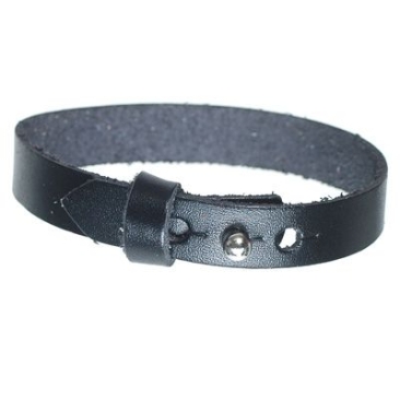 Leather bracelet for slider beads, width 10 mm, length 23 cm, black