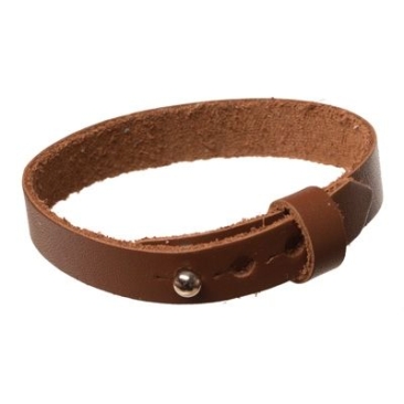Leather bracelet for slider beads, width 10 mm, length 23 cm, brown