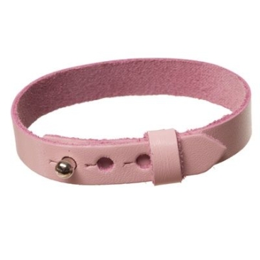 Leather bracelet for slider beads, width 10 mm, length 23 cm, pink