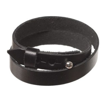 Leather bracelet for slider beads, width 10 mm, length 40 cm, black