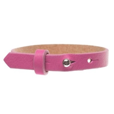 Milano leather bracelet for slider beads, width 10 mm, length 25 cm, pink