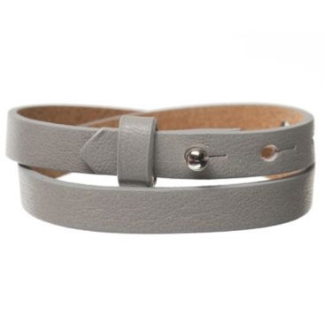 Milano leather bracelet for slider beads, width 10 mm, length 39 - 40 cm, light grey