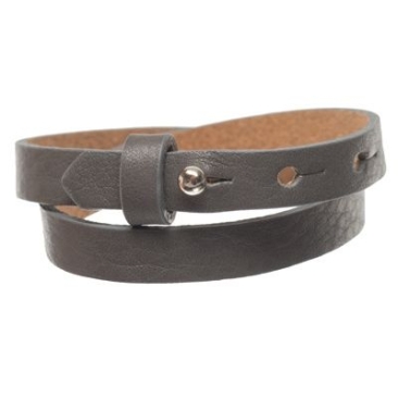 Milano leather bracelet for slider beads, width 10 mm, length 39 - 40 cm, dark grey