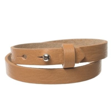 Milano leather bracelet for slider beads, width 10 mm, length 39 - 40 cm, light brown