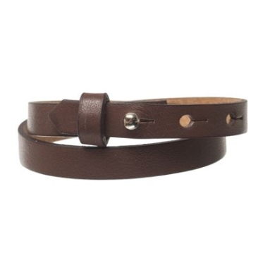 Milano leather bracelet for slider beads, width 10 mm, length 39 -40 cm, chocolate brown
