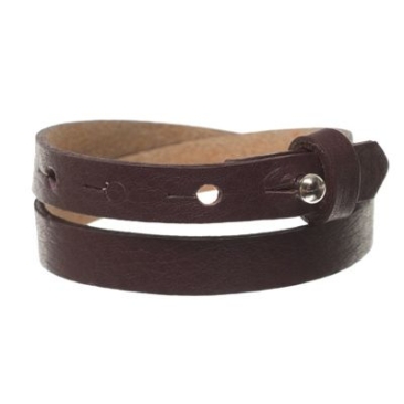 Milano leather bracelet for slider beads, width 10 mm, length 39 - 40 cm, dark bordeaux