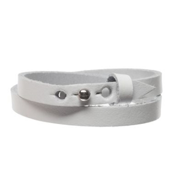Berlin leather bracelet for slider beads, width 8 mm, length 40 cm, white