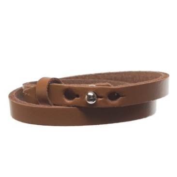 Berlin leather bracelet for slider beads, width 8 mm, length 40 cm, light brown
