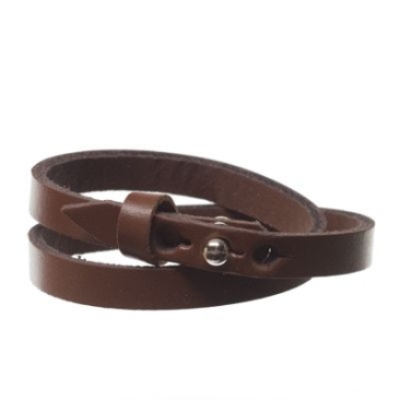 Berlin leather bracelet for slider beads, width 8 mm, length 40 cm, medium brown