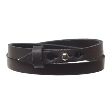 Berlin leather bracelet for slider beads, width 8 mm, length 40 cm, dark grey