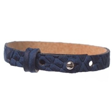 Animalprint Lizard Leather Bracelet for Slider Beads, width 10 mm, length 25 cm, dark blue