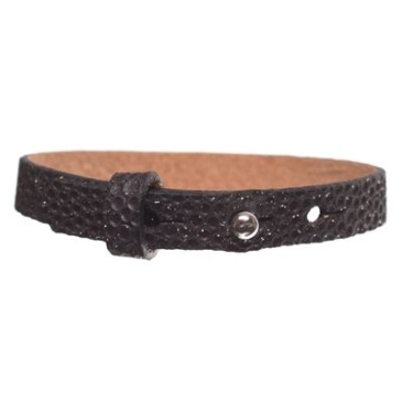 Milano Glam leather bracelet for slider beads, width 10 mm, length 25 cm, black with metallic