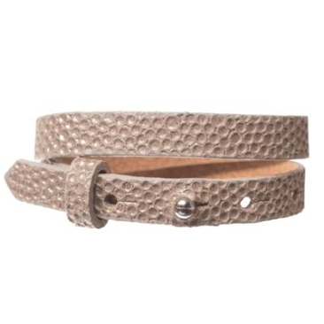 Milano Glam leather bracelet for slider beads, width 10 mm, length 39 - 40 cm, toast with metallic