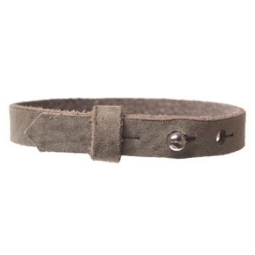 Craft leather bracelet for slider beads, width 10 mm, length 25 cm, forrest