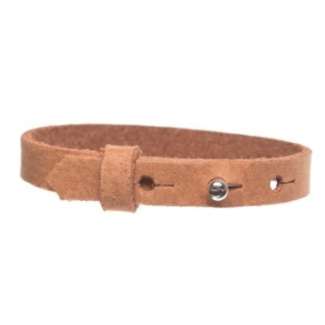 Craft Leather Bracelet for Slider Beads, width 10 mm, length 25 cm, camel