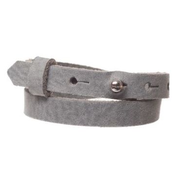 Craft leather bracelet for slider beads, width 10 mm, length 39 - 40 cm, steel