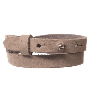 Craft Leather Bracelet for Slider Beads, width 10 mm, length 39 - 40 cm, taupe