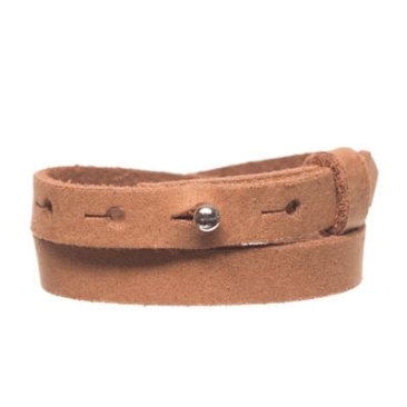 Craft bracelet en cuir pour perles de slider, largeur 10 mm, longueur 39 - 40 cm, camel