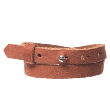 Craft leather bracelet for slider beads, width 10 mm, length 39 - 40 cm, chestnut