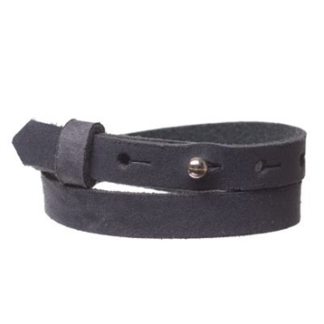 Craft leather bracelet for slider beads, width 10 mm, length 39 - 40 cm, navy