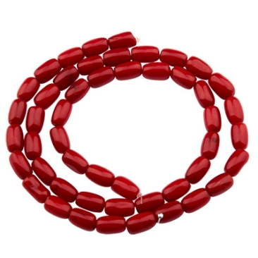 Strand of bamboo coral, ton, dyed red, 8 x 5 mm, length of strand approx. 39 cm