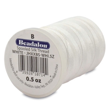 Beadalon soie perlée B, diamètre 0,2 mm, blanc, quantité 14,2 grammes
