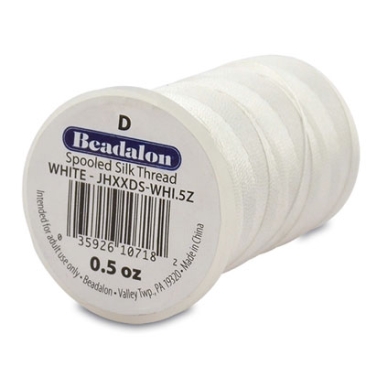 Beadalon kraal zijde D, diameter 0,3 mm, wit, hoeveelheid 14,2 gram