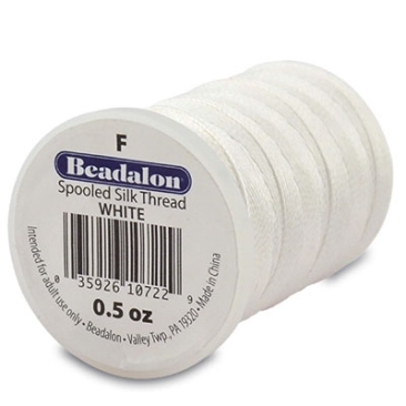Beadalon soie perlée F, diamètre 0,35 mm, blanc, quantité 14,2 grammes