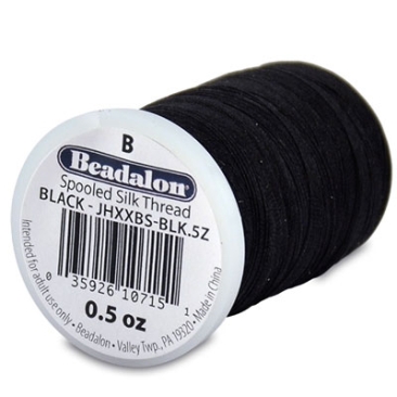 Beadalon kraal zijde B, diameter 0,2 mm, zwart, hoeveelheid 14,2 gram