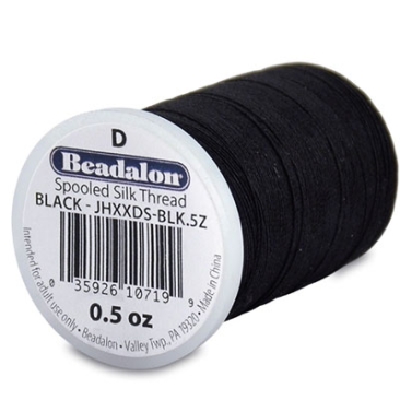 Beadalon kraal zijde D, diameter 0,3 mm, zwart, hoeveelheid 14,2 gram