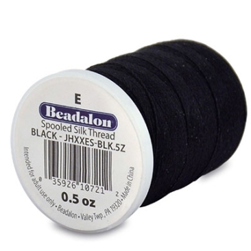 Beadalon kraal zijde E, diameter 0,33 mm, zwart, hoeveelheid 14,2 gram