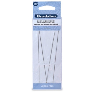 Beadalon Big Eye Needle, aiguille à perles, 4 pièces, épaisseur d'aiguille 1,0 mm