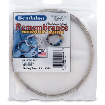 Beadalon Memory-Wire for necklaces, large, silver-coloured, 28.35 grams (approx. 33 turns)