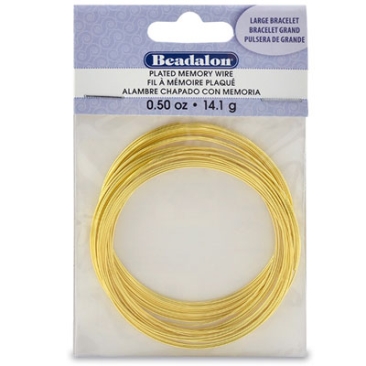Beadalon Memory-Wire for bangles, large, gold-coloured, 14.1 grams (approx. 32 windings)