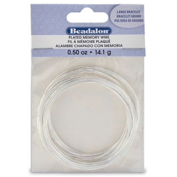 Beadalon Memory-Wire for bangles, large, silver-plated, 14 grams (approx. 30 turns)