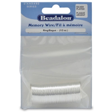 Beadalon Memory-Wire for finger rings, silver-plated, 14 grams (approx. 99 turns)