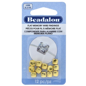 Beadalon setting for flat Memory-Wire for stones with 6 mm diameter, gold-coloured, 12 pieces