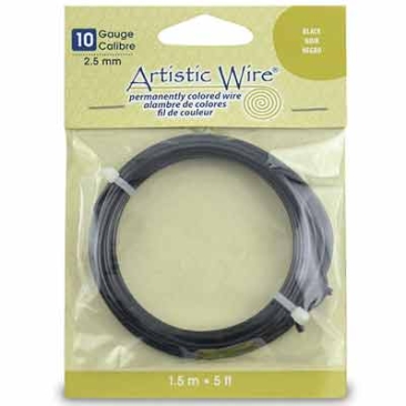 Beadalon Artistic Wire (fil à modeler), 10 Gauge (2,6 mm), couleur : noir, rouleau de 5 ft (1,5 m)