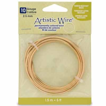 Beadalon Artistic Wire (fil à modeler), 10 Gauge (2,6 mm), couleur laiton, rouleau de 5 ft (1,5 m)