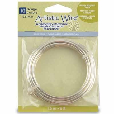 Beadalon Artistic Wire (fil à modeler), 10 Gauge (2,6 mm), argenté, rouleau de 5 ft (1,5 m)