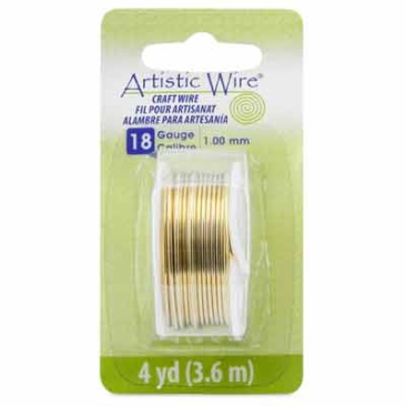 Beadalon Modellierdraht Artistic Wire, Drahtstärke 1,0 mm, messingfarben, Rolle mit 3,6 m