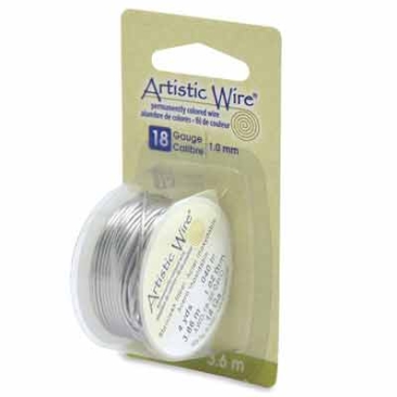 Beadalon Artistic Wire (modelling wire), 18 gauge (1.0 mm), stainless steel, roll with 4 yd (3.6 m)