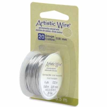 Beadalon Artistic Wire (fil à modeler), 20 Gauge (0,81 mm), acier inoxydable, rouleau de 6 yd (5,5 m)