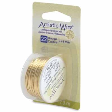 Fil à modeler Beadalon Artistic Wire, épaisseur de fil 0,64 mm (22 Gauge), couleur : laiton, rouleau de 7,3 m (8 yd)