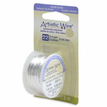 Beadalon Artistic Wire (modelling wire), 22 gauge (0.64 mm), silver-plated,roll with 8 yd (7.3m)