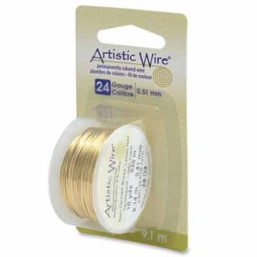 Beadalon Artistic Wire (modelling wire), 24 gauge (0.51 mm), colour: brass, roll with 10 yd (9.1 m)