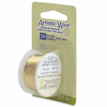 Beadalon Artistic Wire (fil à modeler), 26 Gauge (0,41 mm), couleur : laiton, rouleau de 15 yd (13,7 m)