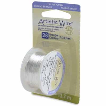 Beadalon Artistic Wire (modelling wire), 28 gauge (0.32 mm), silver-plated, roll with 15 yd (13.7 m)